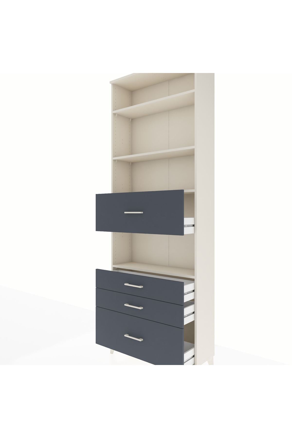 Arges Dolap 4 Raflı 4 Çekmeceli 88x30x243 Aytaşı-Antrasit