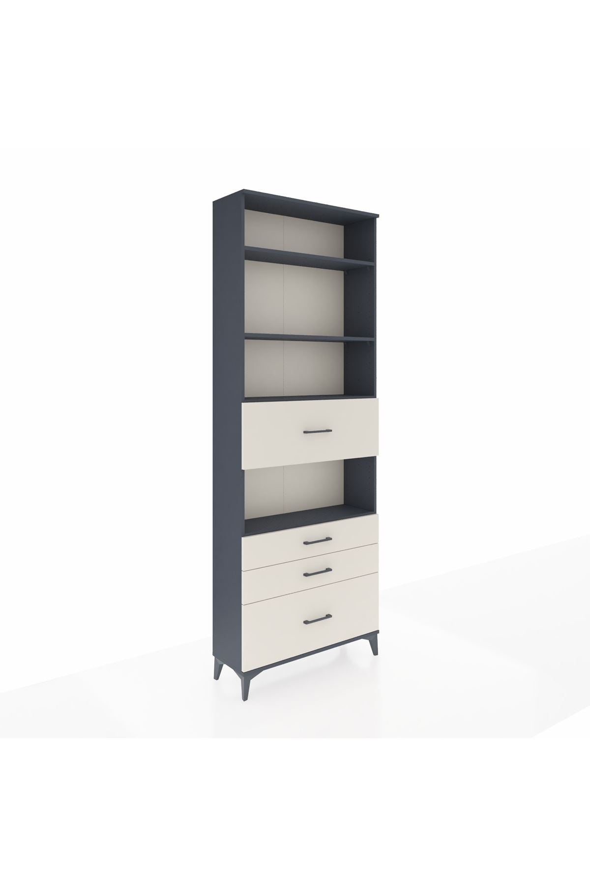 Arges Dolap 4 Raflı 4 Çekmeceli 88x30x243 Antrasit-Aytaşı