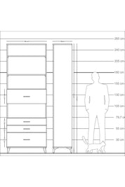 Arges Dolap 4 Raflı 4 Çekmeceli 88x30x243 Antrasit-Aytaşı