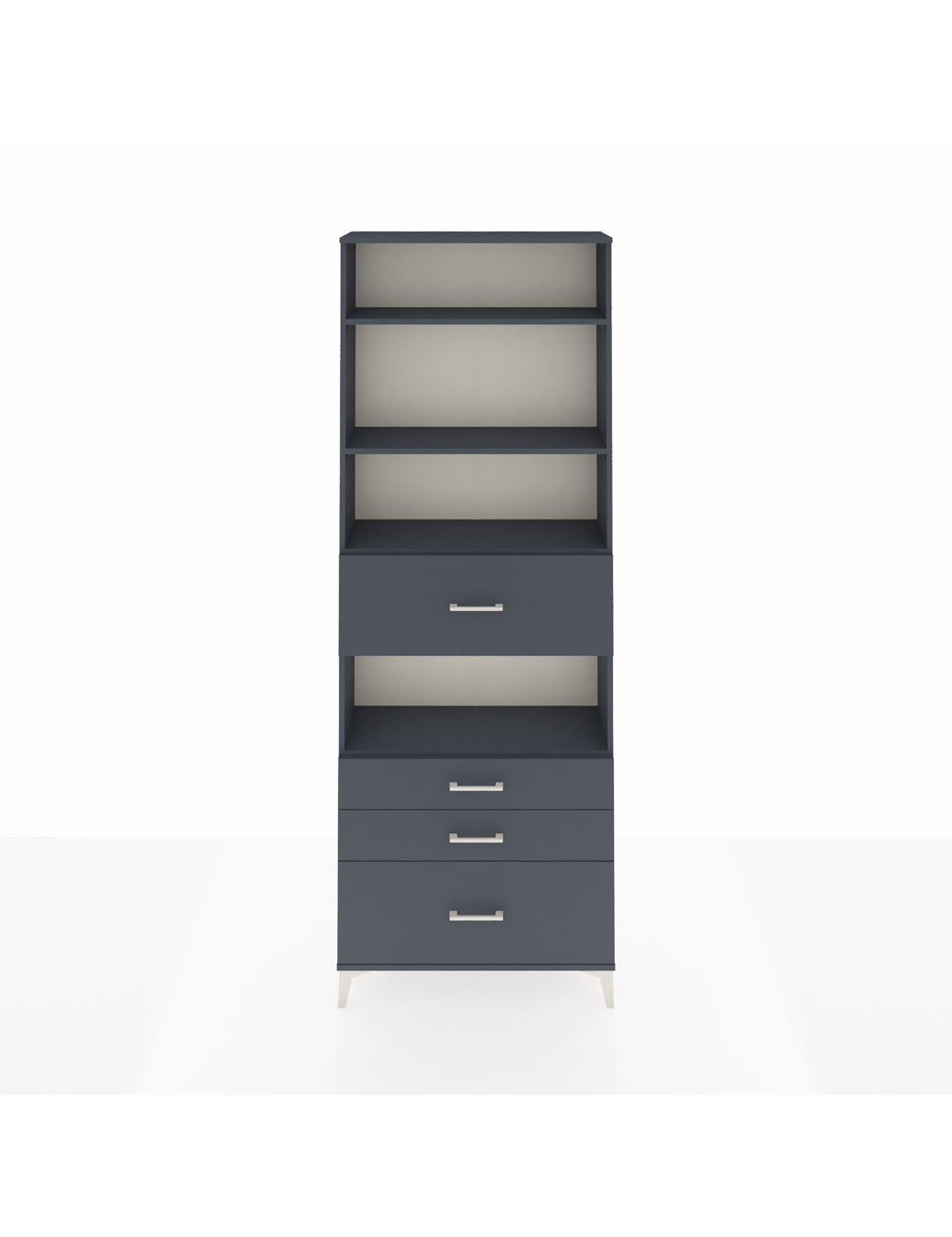 Arges Dolap 4 Raflı 4 Çekmeceli 88x30x243 Antrasit-Antrasit