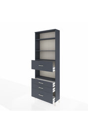 Arges Dolap 4 Raflı 4 Çekmeceli 88x30x243 Antrasit-Antrasit