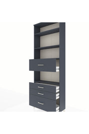 Arges Dolap 4 Raflı 4 Çekmeceli 88x30x243 Antrasit-Antrasit