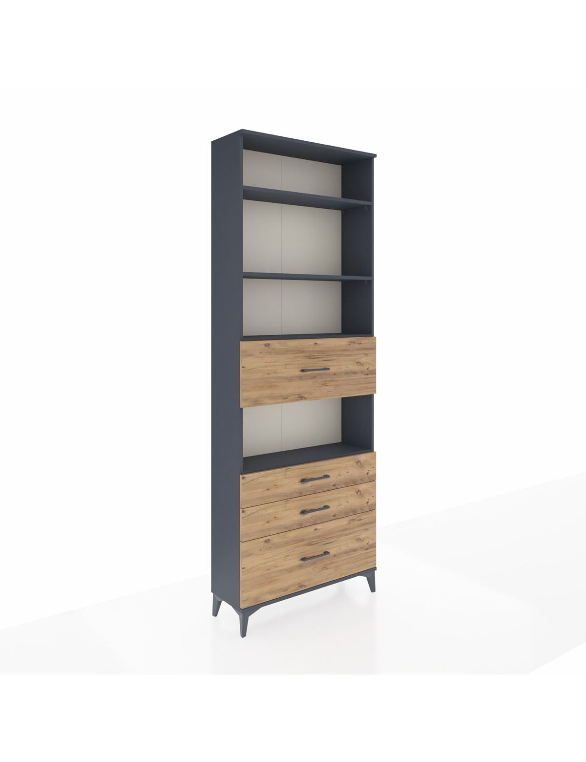 Arges Dolap 4 Raflı 4 Çekmeceli 88x30x243 Antrasit-Çam