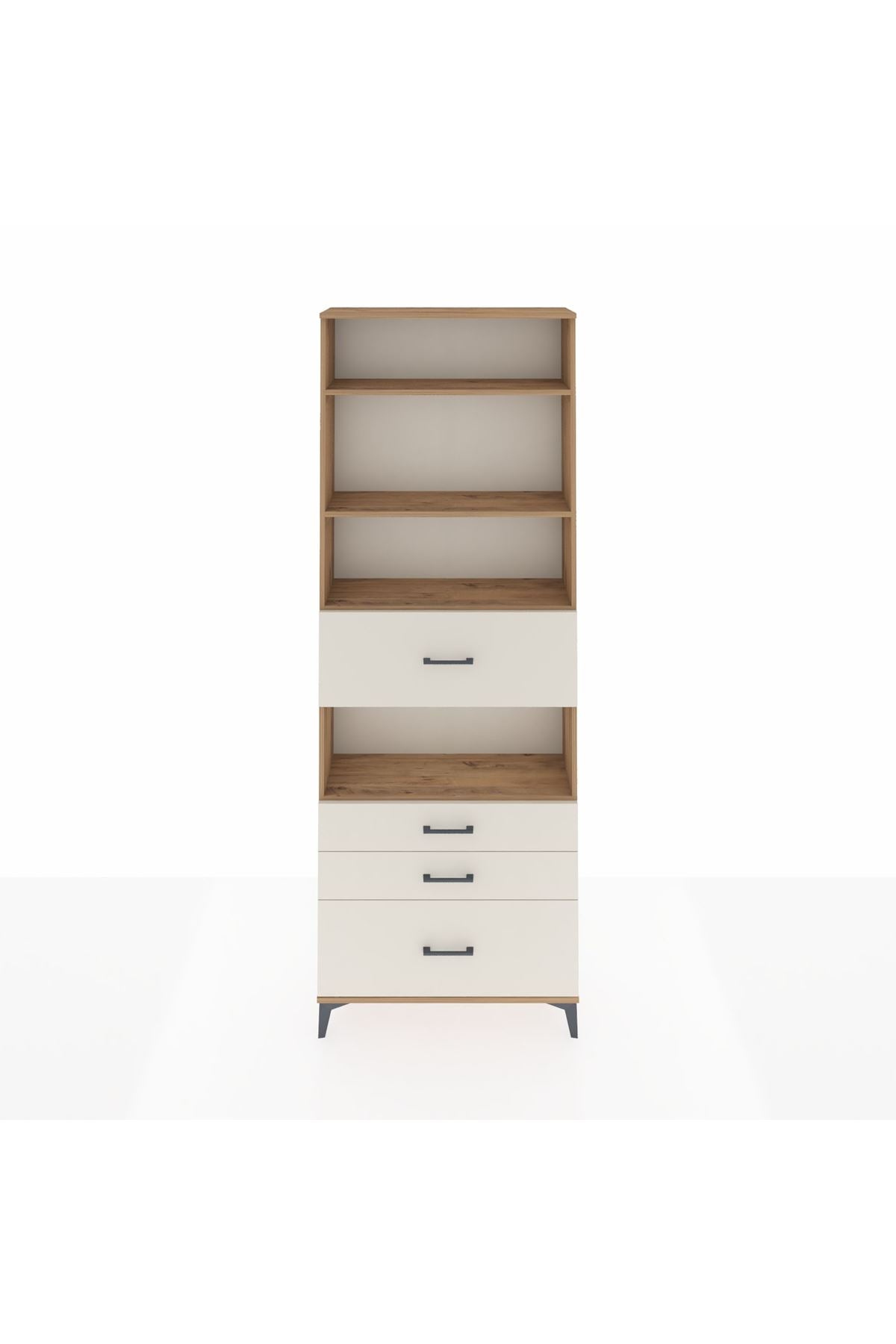 Arges Dolap 4 Raflı 4 Çekmeceli 88x30x243 Çam-Aytaşı