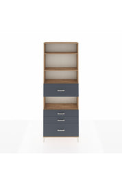 Arges Dolap 4 Raflı 4 Çekmeceli 88x30x243 Çam-Antrasit