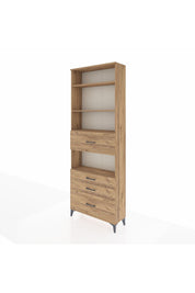 Arges Dolap 4 Raflı 4 Çekmeceli 88x30x243 Çam-Çam