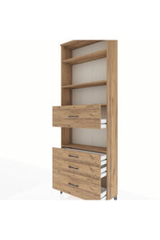 Arges Dolap 4 Raflı 4 Çekmeceli 88x30x243 Çam-Çam