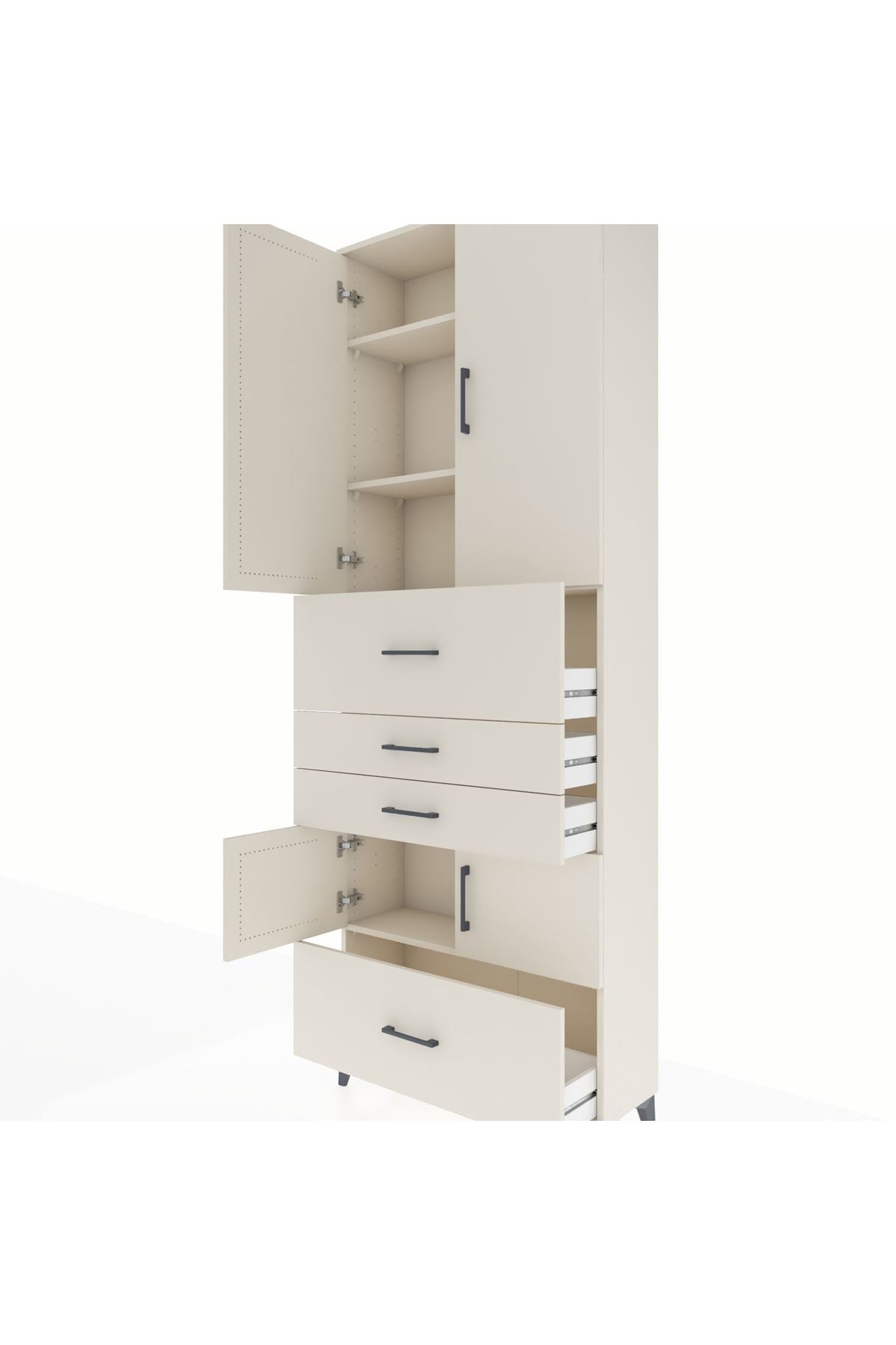 Arges Dolap 4 Raflı 4 Çekmeceli 4 Kapaklı 88x30x243 Aytaşı-Aytaşı