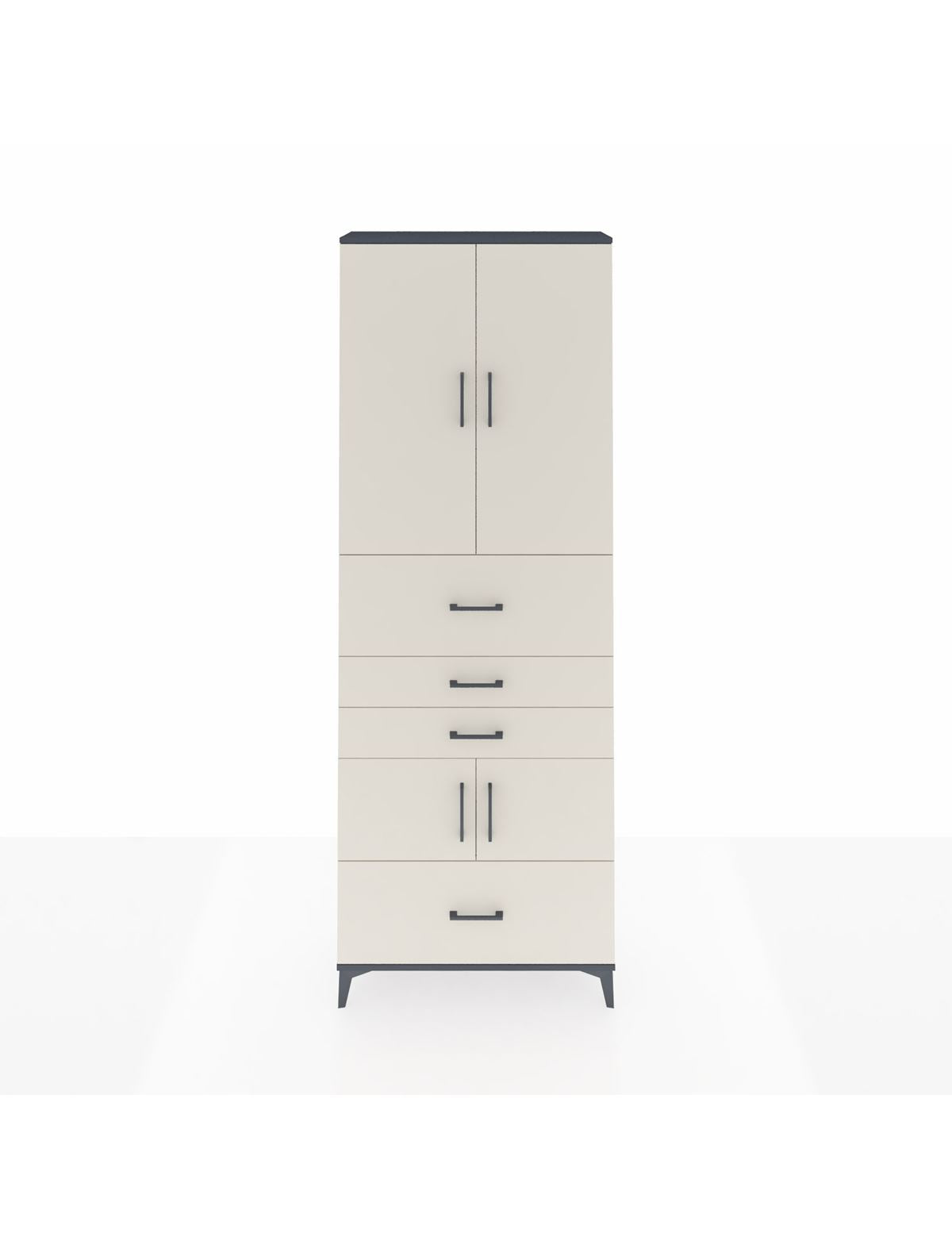 Arges Dolap 4 Raflı 4 Çekmeceli 4 Kapaklı 88x30x243 Antrasit-Aytaşı