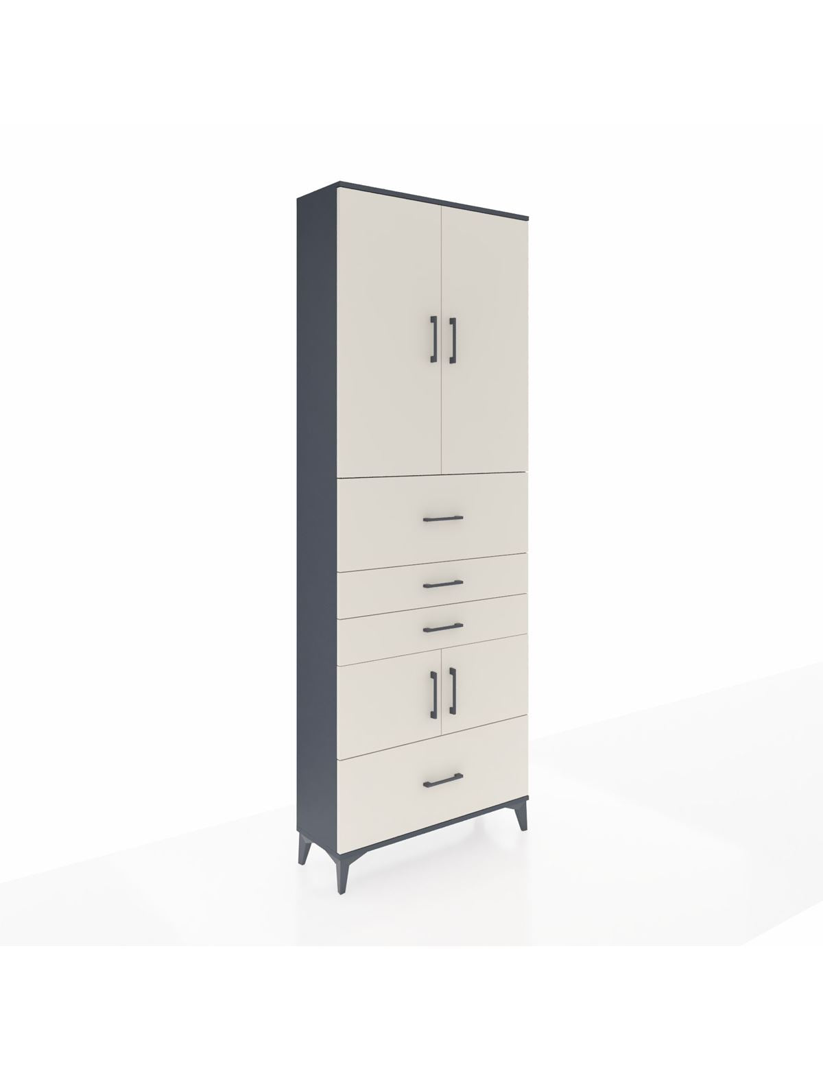 Arges Dolap 4 Raflı 4 Çekmeceli 4 Kapaklı 88x30x243 Antrasit-Aytaşı