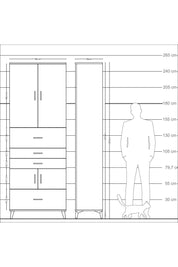 Arges Dolap 4 Raflı 4 Çekmeceli 4 Kapaklı 88x30x243 Antrasit-Aytaşı