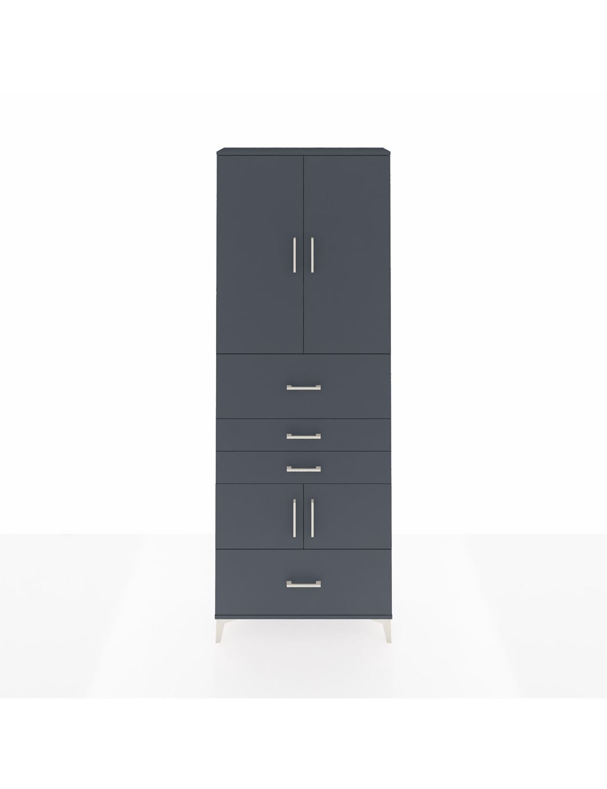 Arges Dolap 4 Raflı 4 Çekmeceli 4 Kapaklı 88x30x243 Antrasit-Antrasit