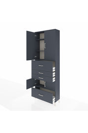 Arges Dolap 4 Raflı 4 Çekmeceli 4 Kapaklı 88x30x243 Antrasit-Antrasit