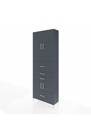 Arges Dolap 4 Raflı 4 Çekmeceli 4 Kapaklı 88x30x243 Antrasit-Antrasit