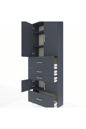 Arges Dolap 4 Raflı 4 Çekmeceli 4 Kapaklı 88x30x243 Antrasit-Antrasit