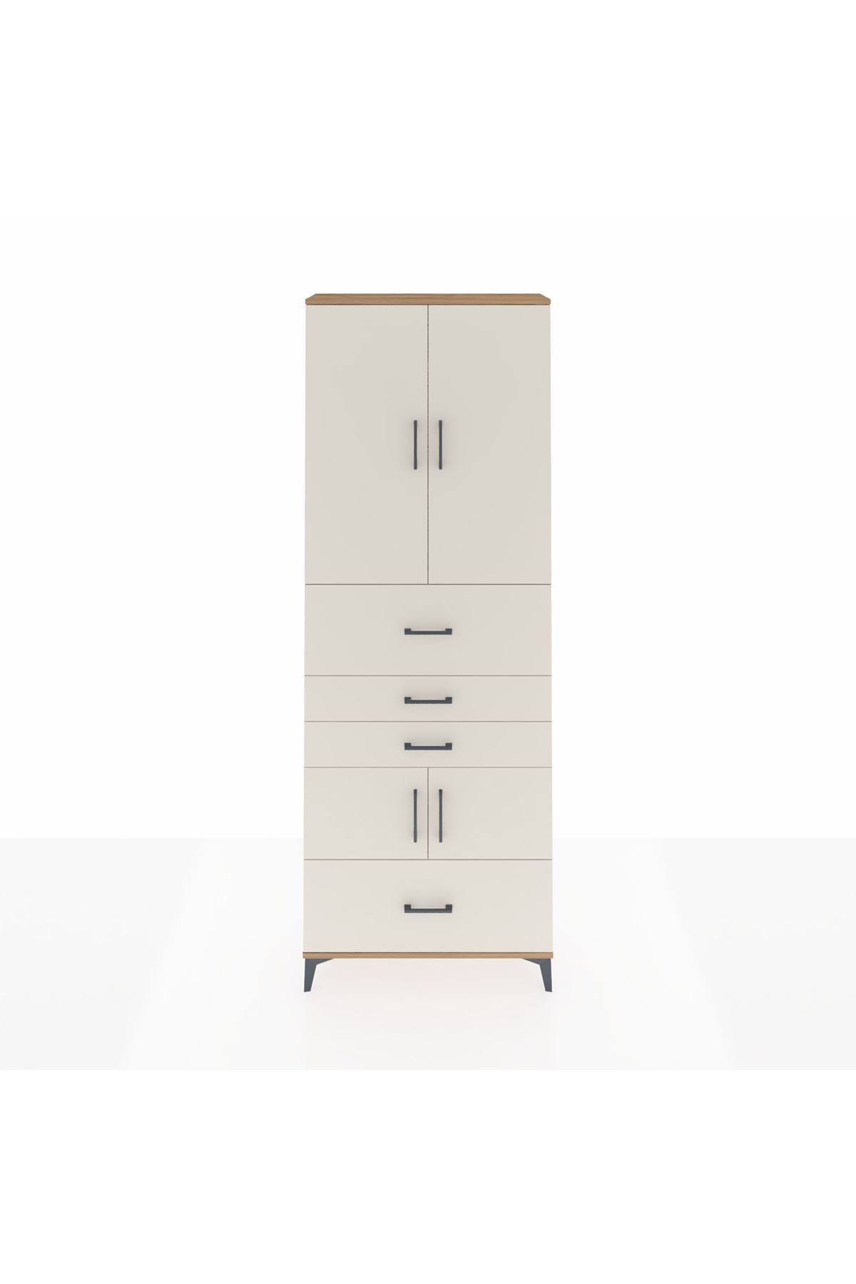 Arges Dolap 4 Raflı 4 Çekmeceli 4 Kapaklı 88x30x243 Çam-Aytaşı