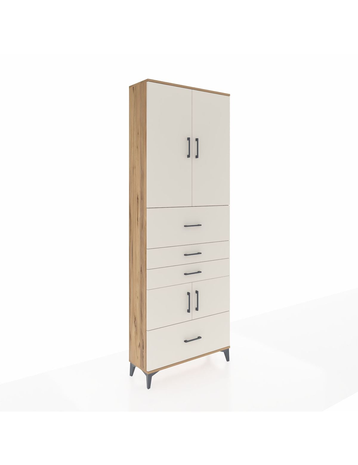 Arges Dolap 4 Raflı 4 Çekmeceli 4 Kapaklı 88x30x243 Çam-Aytaşı