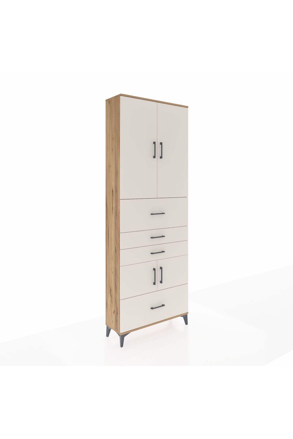 Arges Dolap 4 Raflı 4 Çekmeceli 4 Kapaklı 88x30x243 Çam-Aytaşı