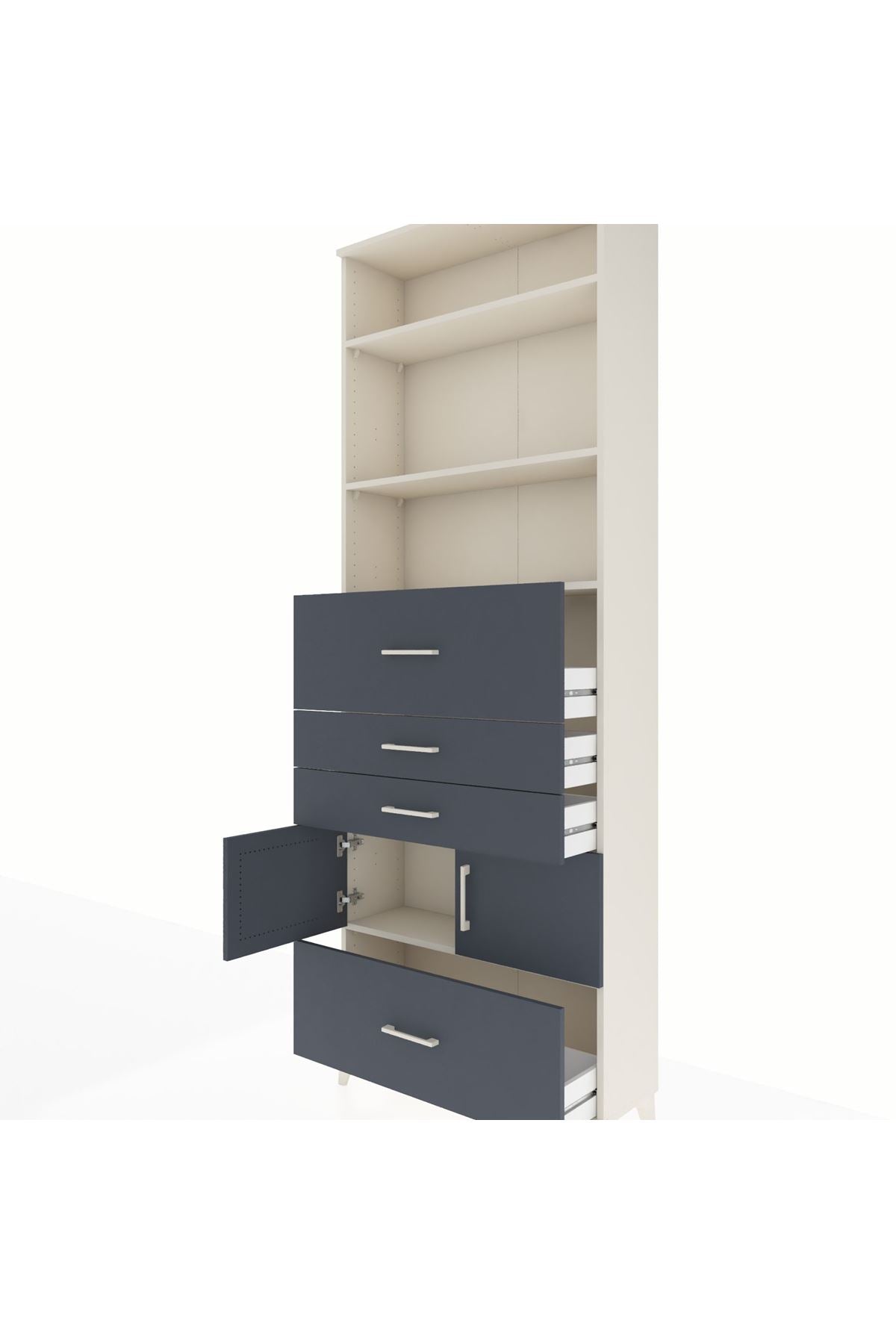 Arges Dolap 4 Raflı 4 Çekmeceli 2 Kapaklı 88x30x243 Aytaşı-Antrasit