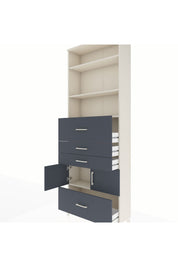 Arges Dolap 4 Raflı 4 Çekmeceli 2 Kapaklı 88x30x243 Aytaşı-Antrasit