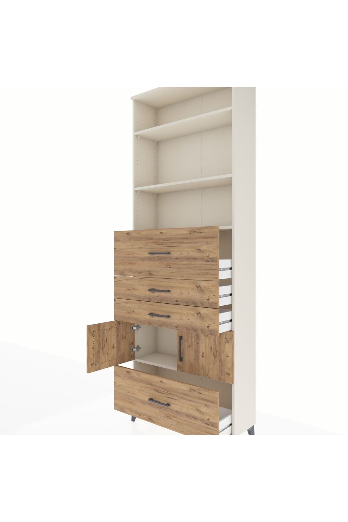 Arges Dolap 4 Raflı 4 Çekmeceli 2 Kapaklı 88x30x243 Aytaşı-Çam