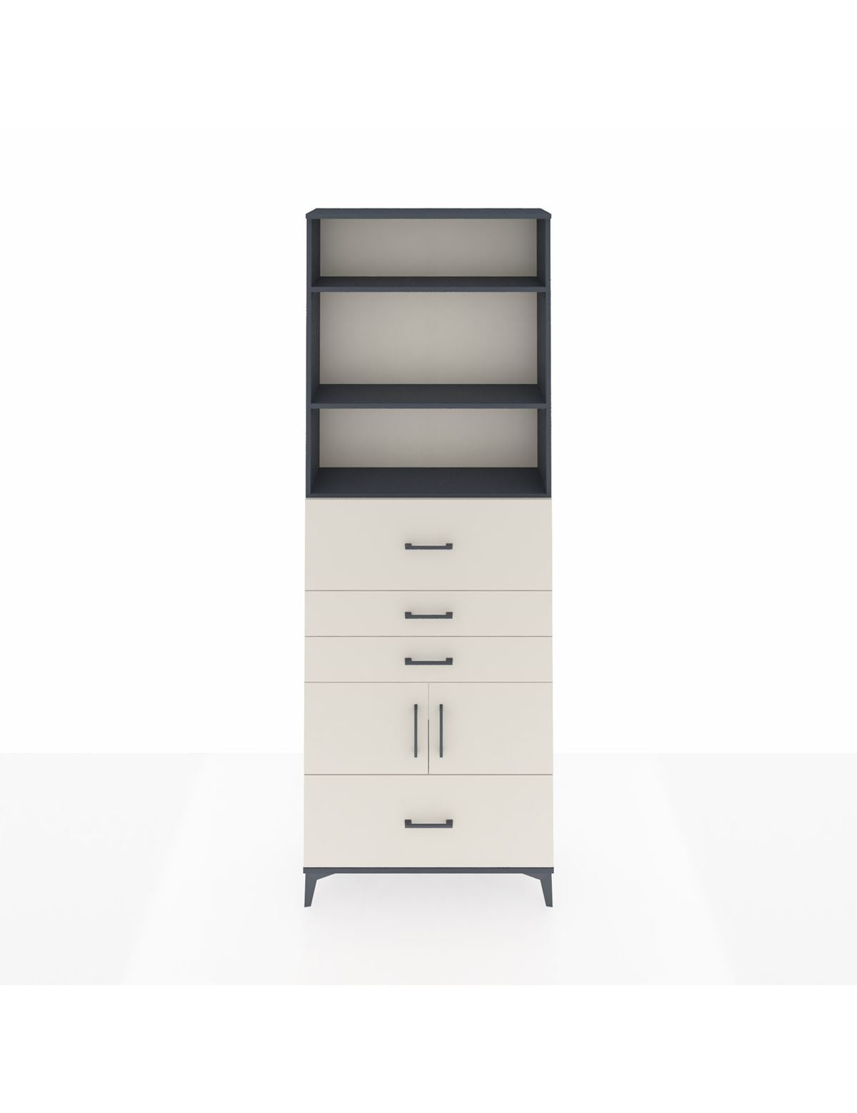 Arges Dolap 4 Raflı 4 Çekmeceli 2 Kapaklı 88x30x243 Antrasit-Aytaşı