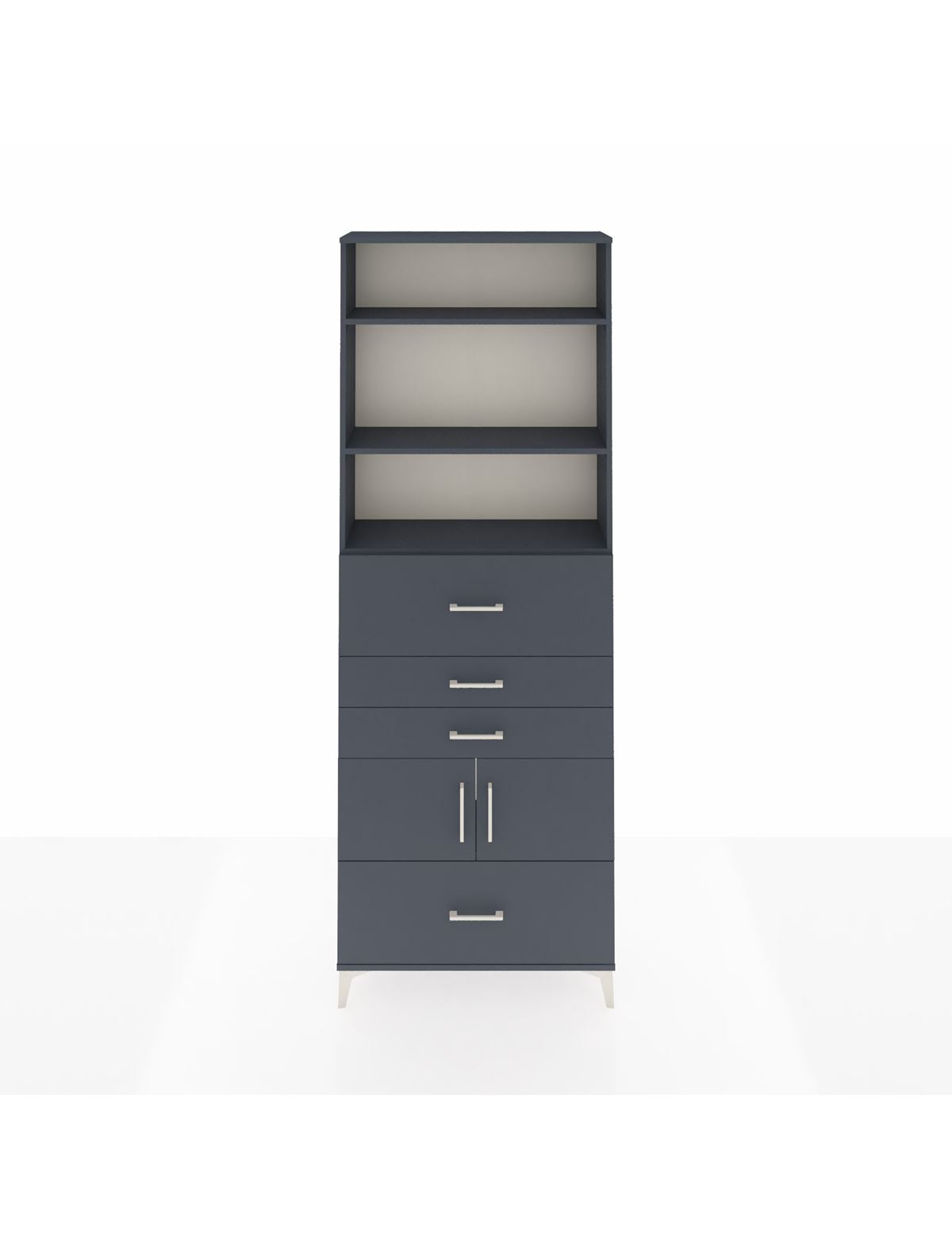 Arges Dolap 4 Raflı 4 Çekmeceli 2 Kapaklı 88x30x243 Antrasit-Antrasit