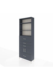 Arges Dolap 4 Raflı 4 Çekmeceli 2 Kapaklı 88x30x243 Antrasit-Antrasit