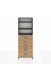 Arges Dolap 4 Raflı 4 Çekmeceli 2 Kapaklı 88x30x243 Antrasit-Çam