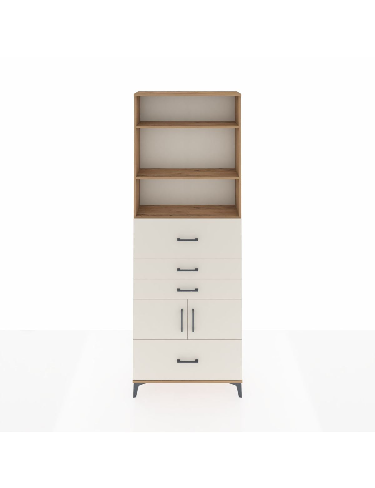 Arges Dolap 4 Raflı 4 Çekmeceli 2 Kapaklı 88x30x243 Çam-Aytaşı