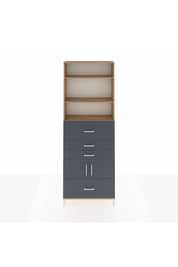 Arges Dolap 4 Raflı 4 Çekmeceli 2 Kapaklı 88x30x243 Çam-Antrasit