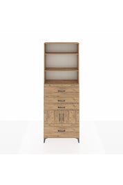 Arges Dolap 4 Raflı 4 Çekmeceli 2 Kapaklı 88x30x243 Çam-Çam