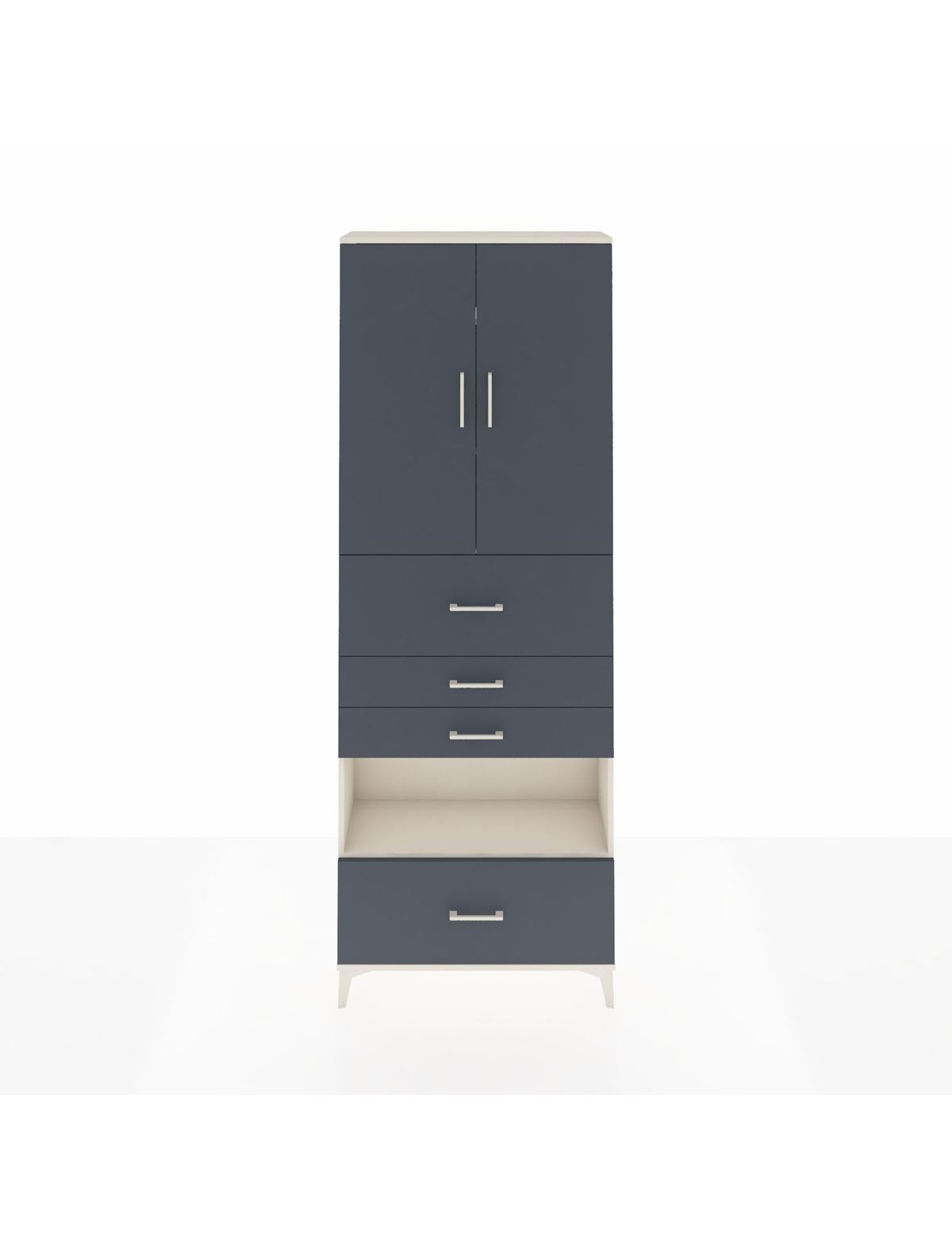 Arges Dolap 4 Raflı 4 Çekmeceli 2 Kapaklı 88x30x243 Aytaşı-Antrasit