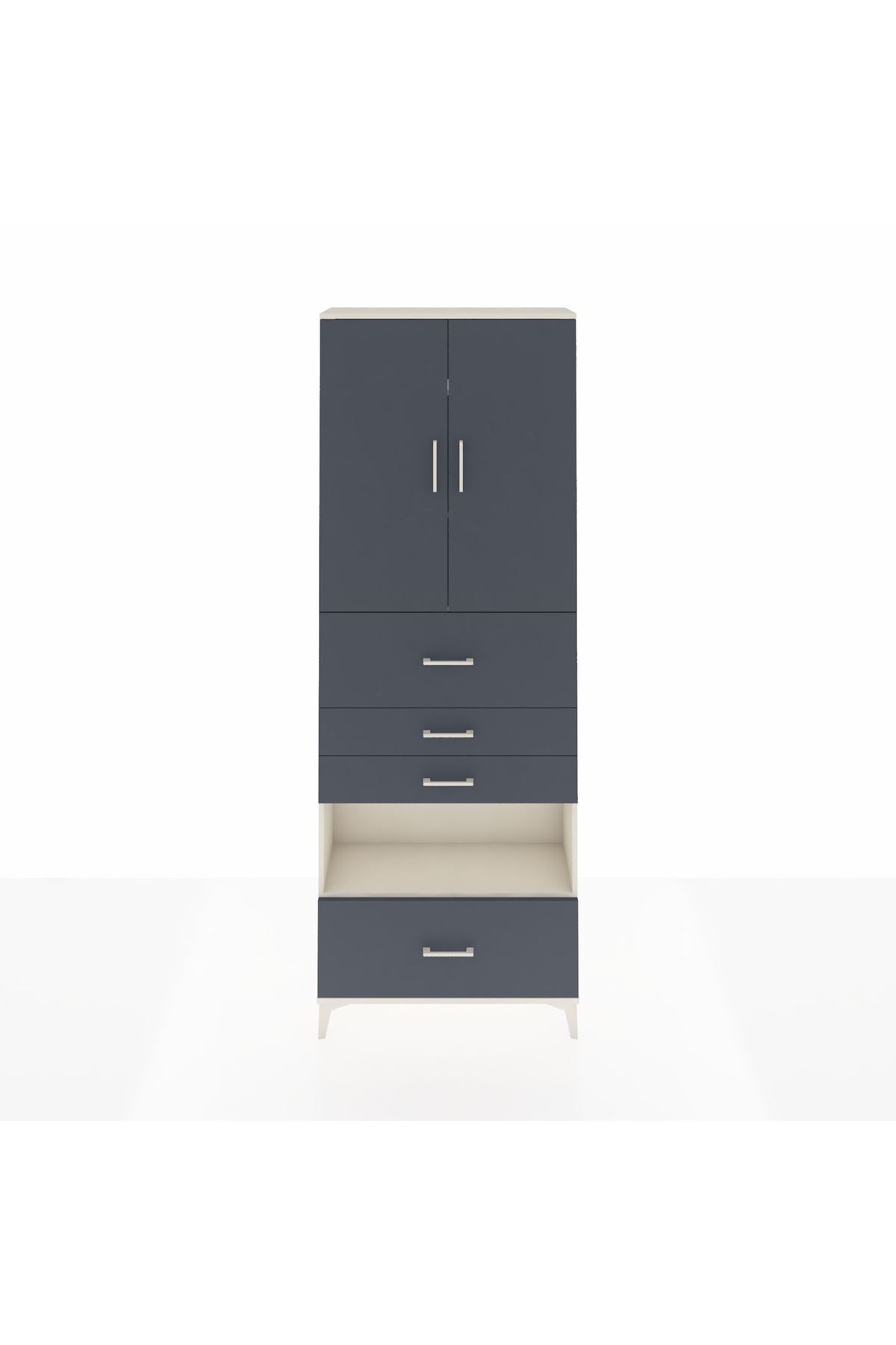 Arges Dolap 4 Raflı 4 Çekmeceli 2 Kapaklı 88x30x243 Aytaşı-Antrasit