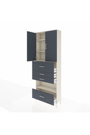 Arges Dolap 4 Raflı 4 Çekmeceli 2 Kapaklı 88x30x243 Aytaşı-Antrasit