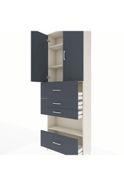 Arges Dolap 4 Raflı 4 Çekmeceli 2 Kapaklı 88x30x243 Aytaşı-Antrasit