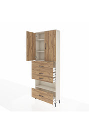 Arges Dolap 4 Raflı 4 Çekmeceli 2 Kapaklı 88x30x243 Aytaşı-Çam