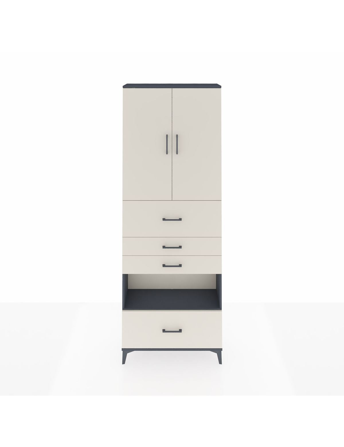 Arges Dolap 4 Raflı 4 Çekmeceli 2 Kapaklı 88x30x243 Antrasit-Aytaşı