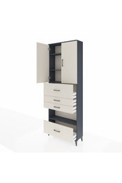 Arges Dolap 4 Raflı 4 Çekmeceli 2 Kapaklı 88x30x243 Antrasit-Aytaşı