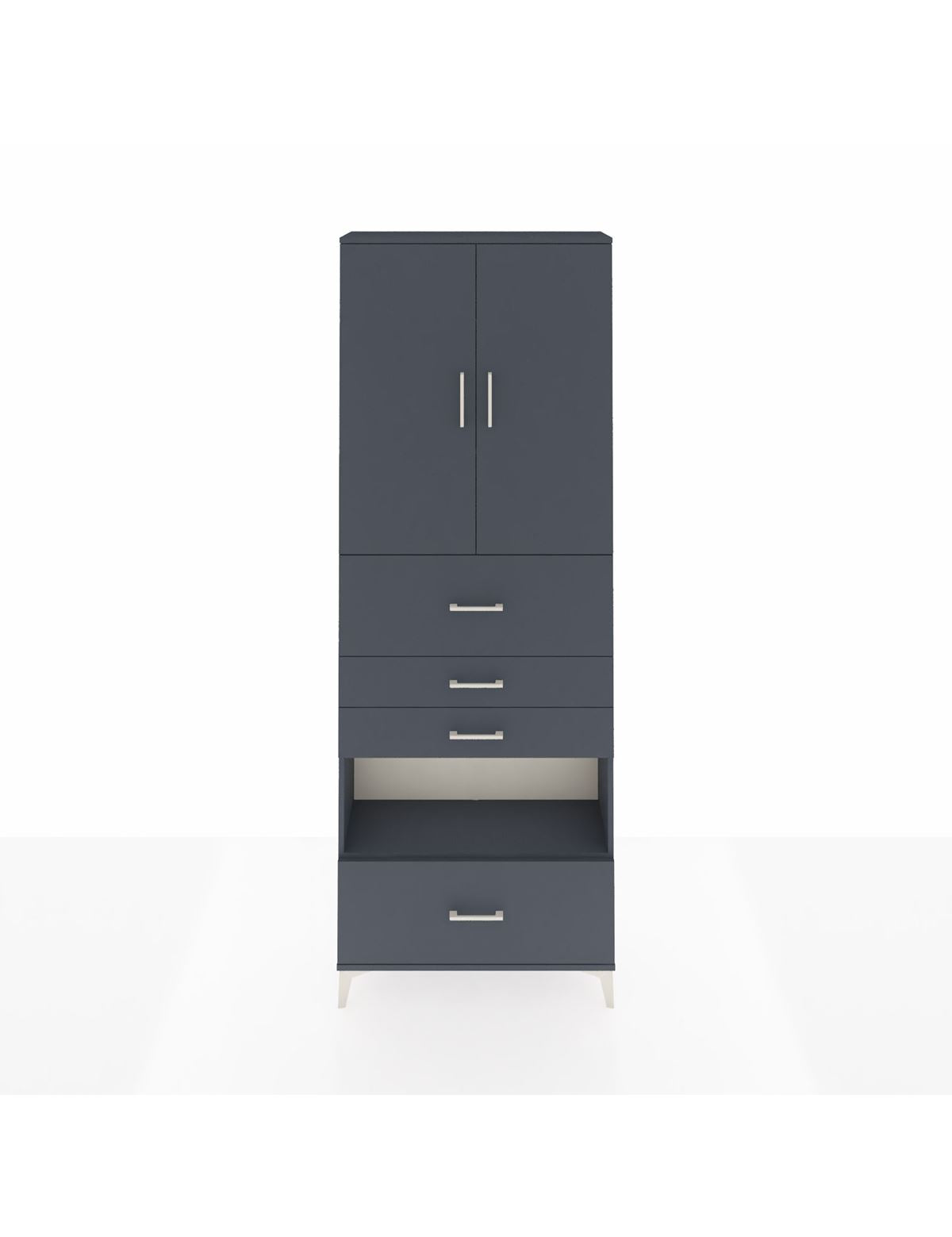 Arges Dolap 4 Raflı 4 Çekmeceli 2 Kapaklı 88x30x243 Antrasit-Antrasit