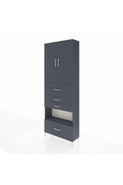 Arges Dolap 4 Raflı 4 Çekmeceli 2 Kapaklı 88x30x243 Antrasit-Antrasit