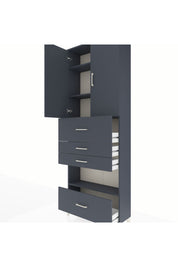 Arges Dolap 4 Raflı 4 Çekmeceli 2 Kapaklı 88x30x243 Antrasit-Antrasit