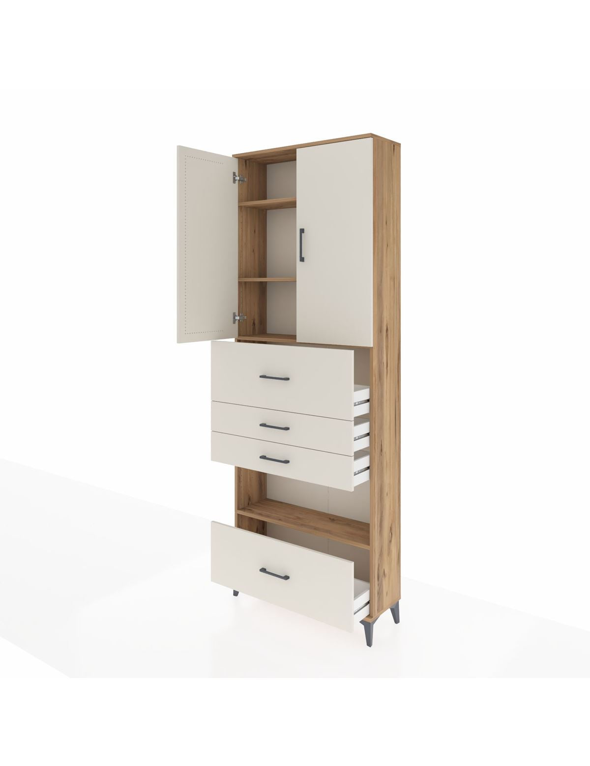 Arges Dolap 4 Raflı 4 Çekmeceli 2 Kapaklı 88x30x243 - S33M181V7A