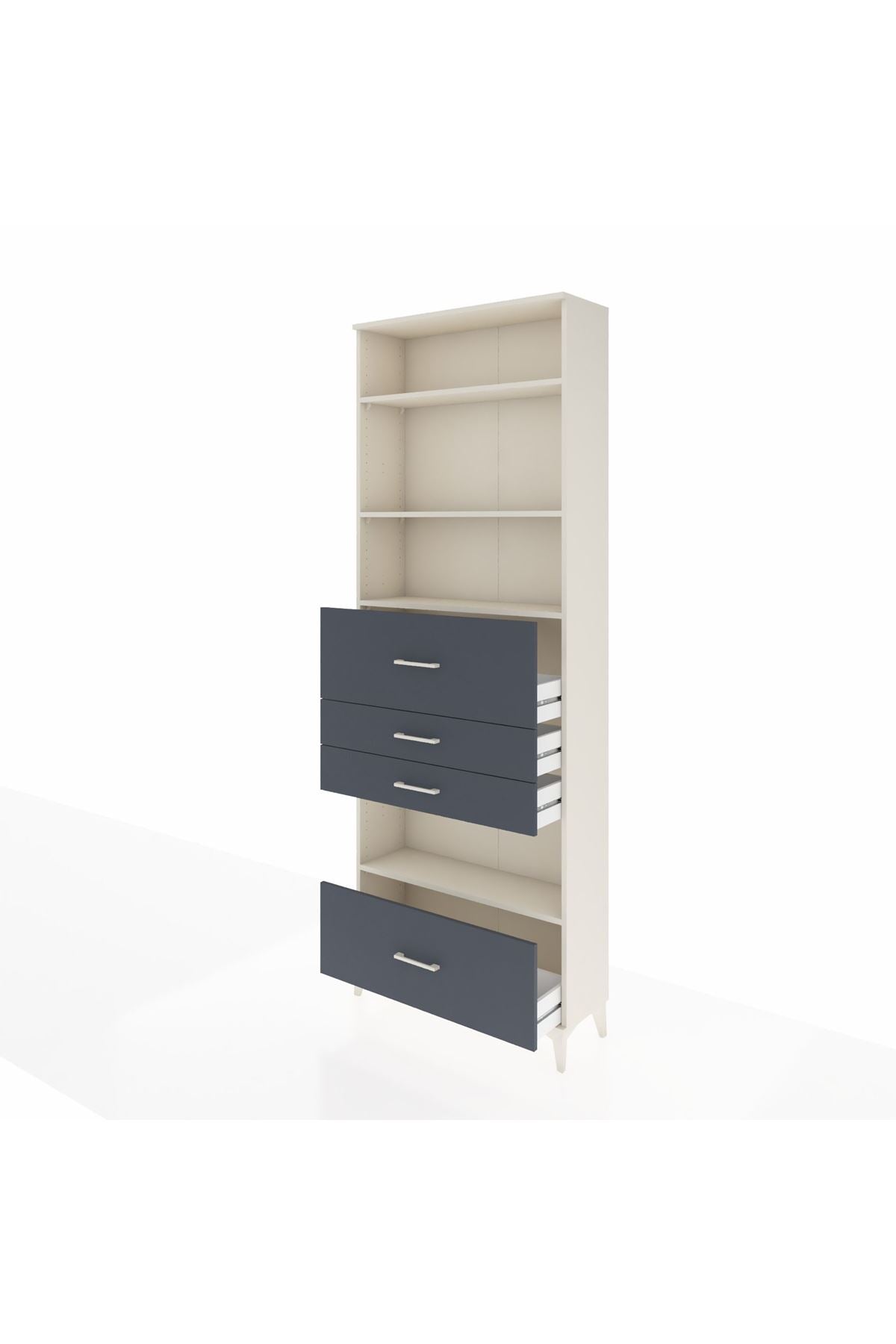 Arges Dolap 4 Raflı 4 Çekmeceli 88x30x243 Aytaşı-Antrasit