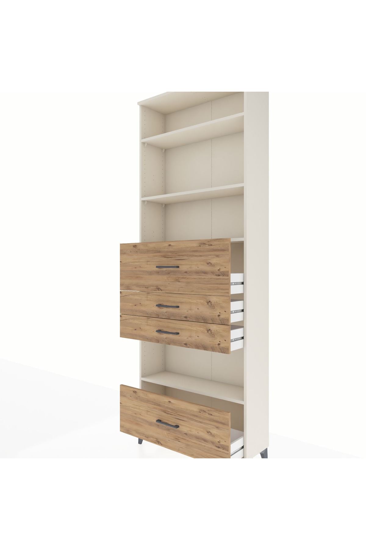 Arges Dolap 4 Raflı 4 Çekmeceli 88x30x243 Aytaşı-Çam