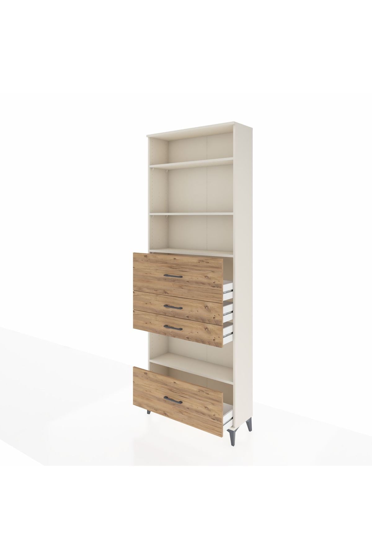 Arges Dolap 4 Raflı 4 Çekmeceli 88x30x243 Aytaşı-Çam