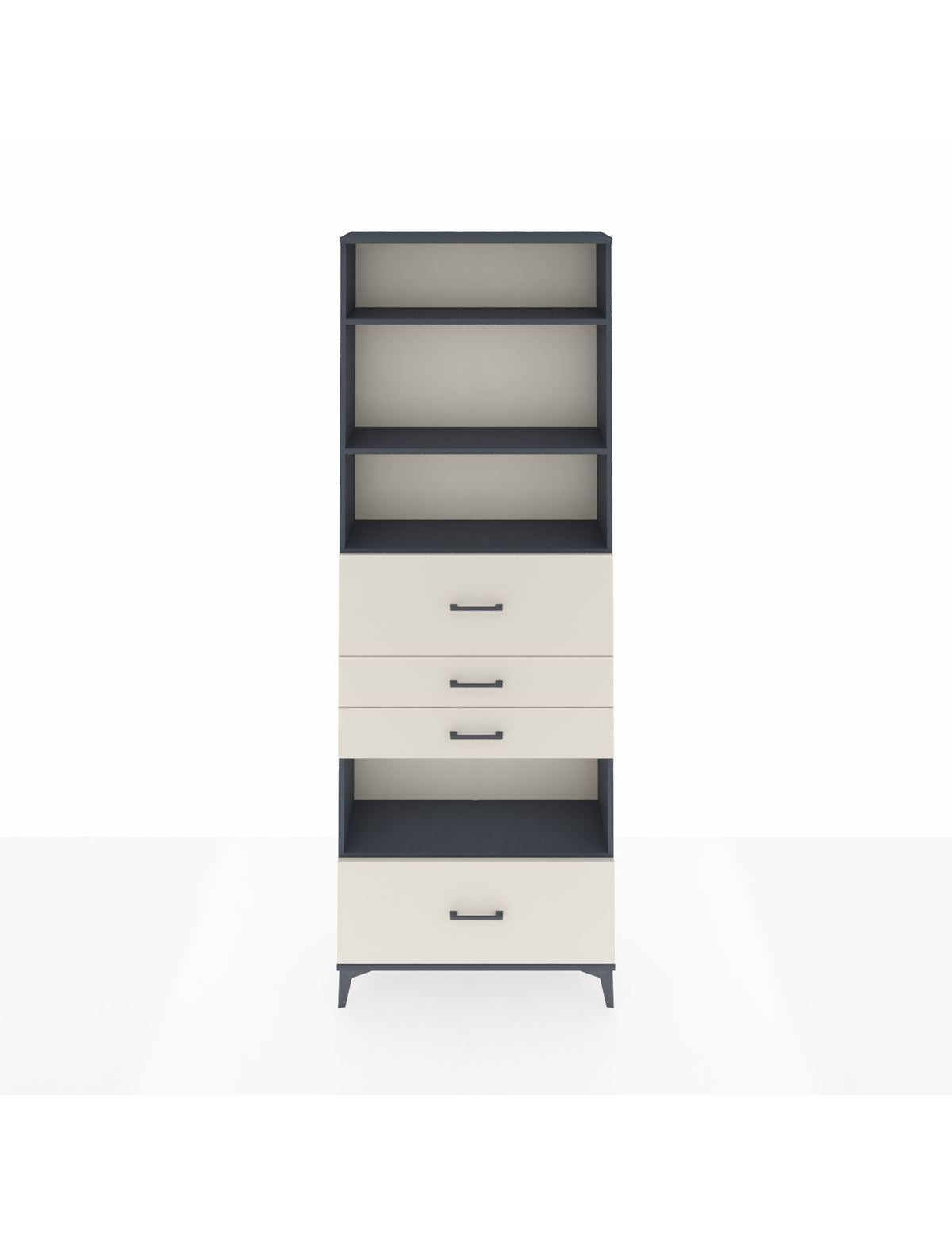 Arges Dolap 4 Raflı 4 Çekmeceli 88x30x243 Antrasit-Aytaşı