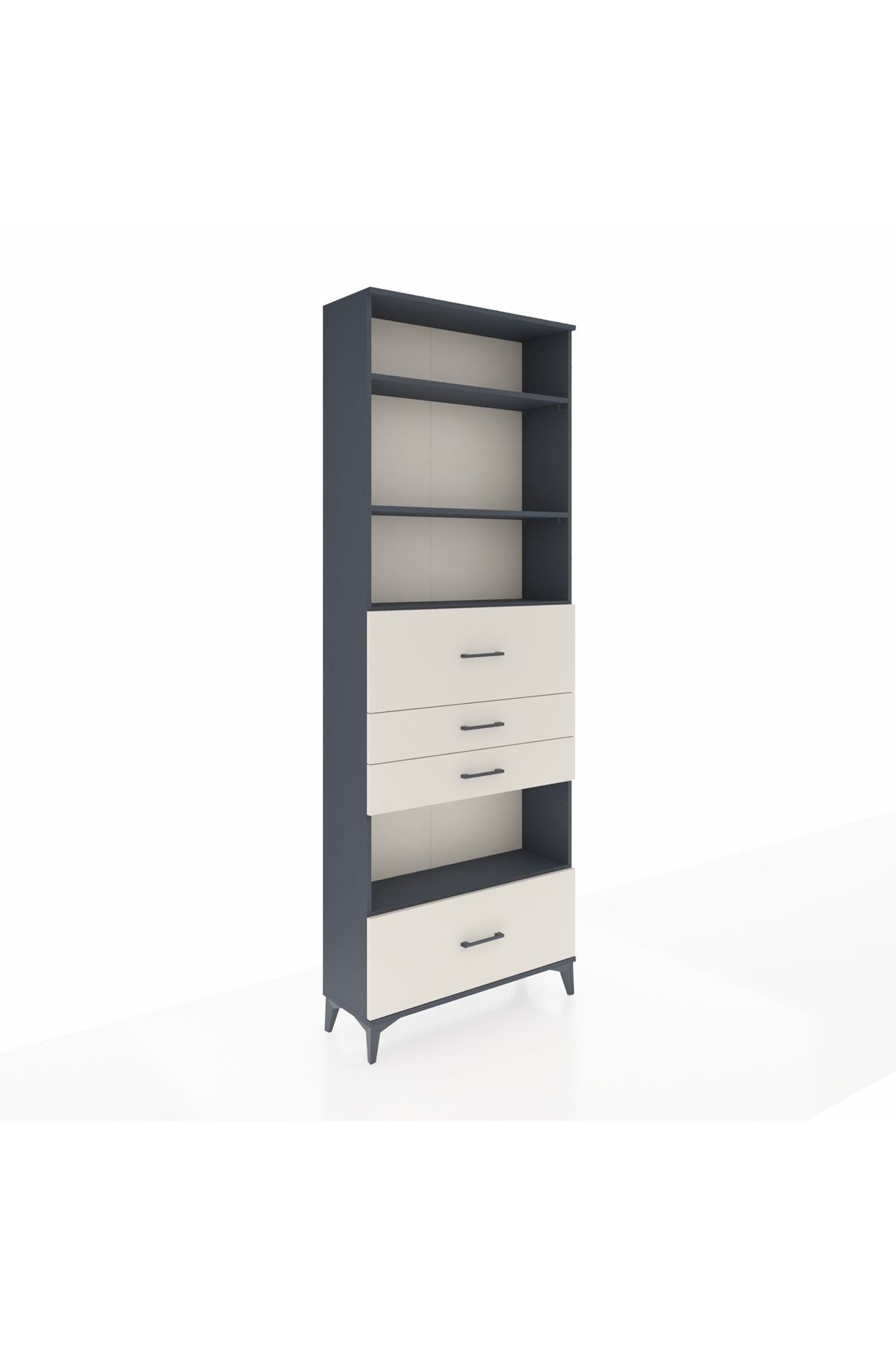 Arges Dolap 4 Raflı 4 Çekmeceli 88x30x243 Antrasit-Aytaşı