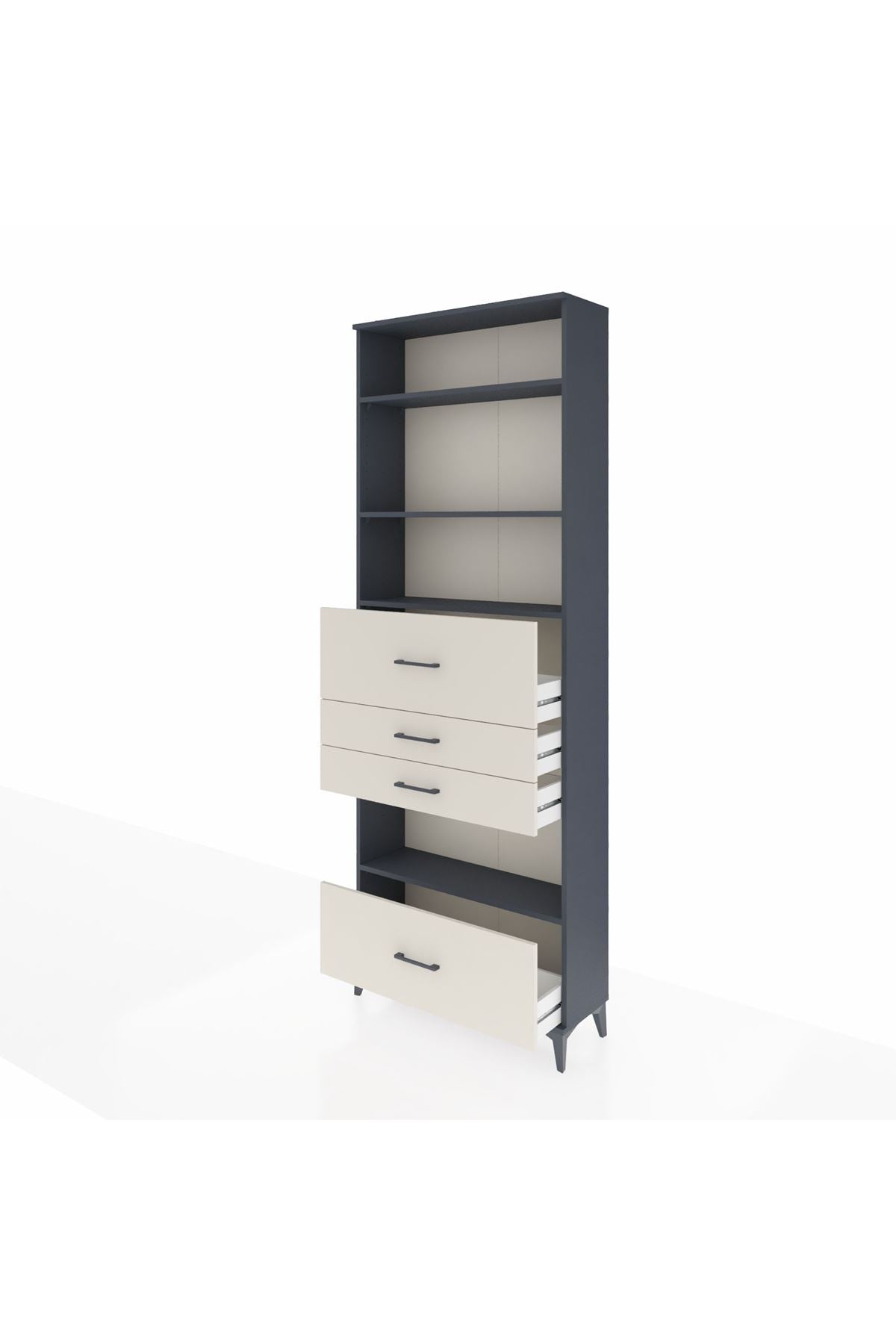 Arges Dolap 4 Raflı 4 Çekmeceli 88x30x243 Antrasit-Aytaşı