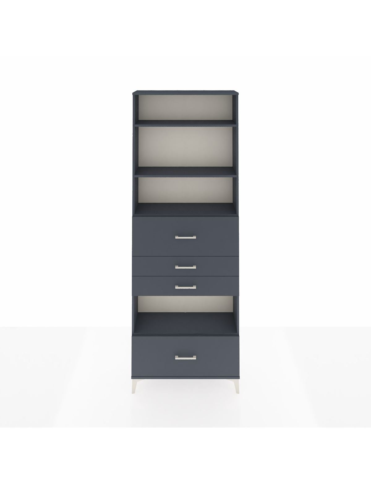 Arges Dolap 4 Raflı 4 Çekmeceli 88x30x243 Antrasit-Antrasit